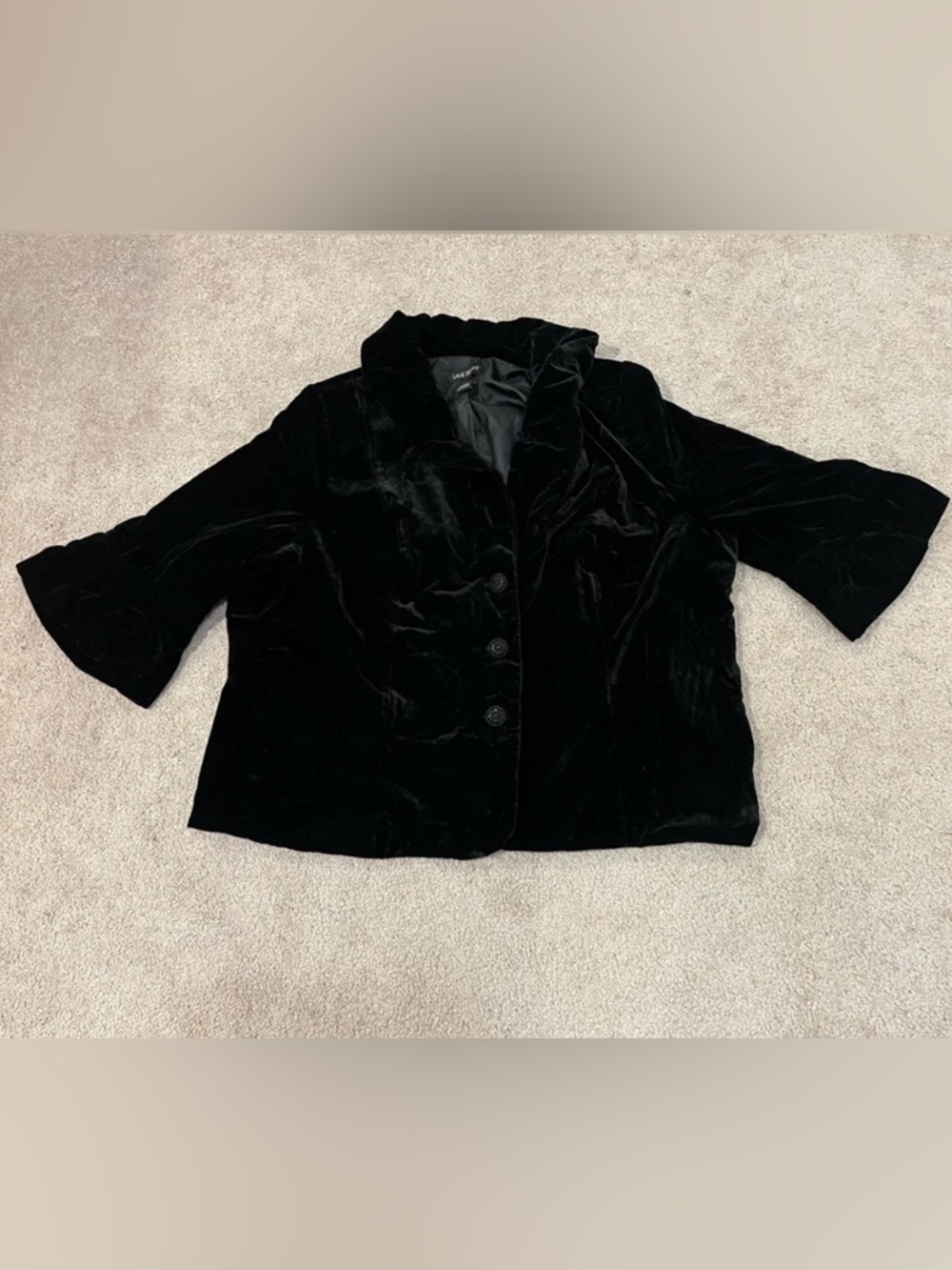 Lane Bryant Black Velvet 3/4 Sleeve Blazer
